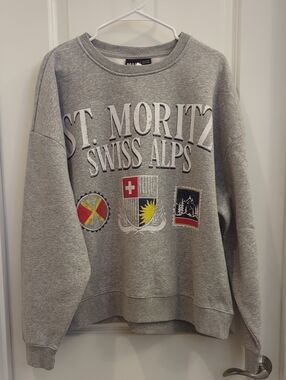 MAD Engine Grey 'St. Moritz Swiss Alps' Graphic Crewneck Sweatshirt